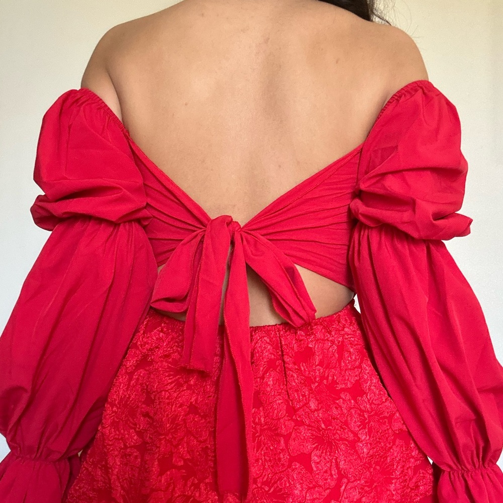 Puff Sleeve Tie Back Dress